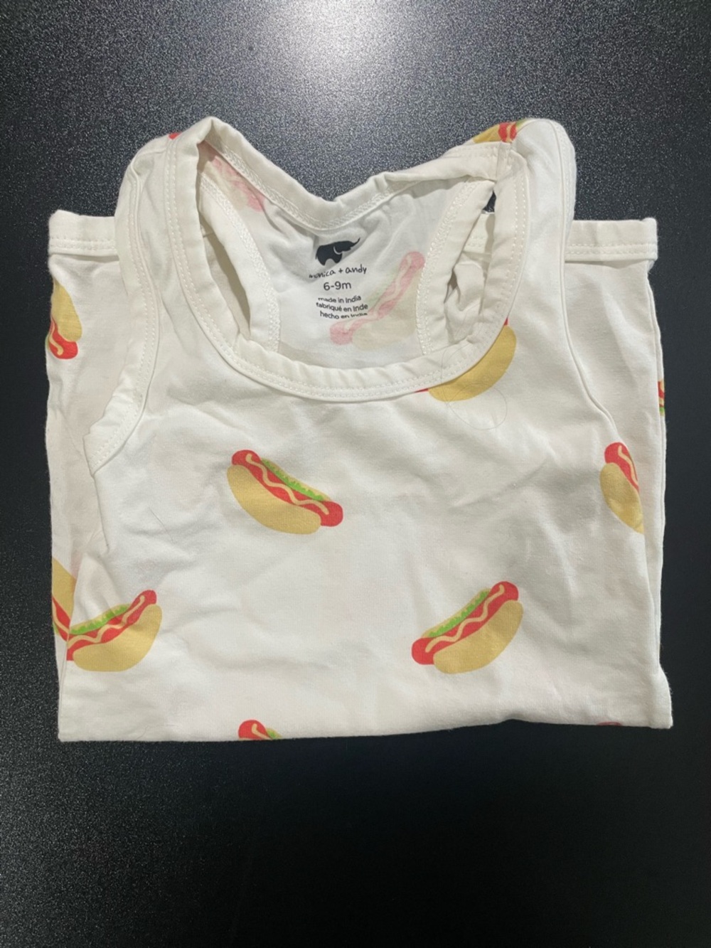 Monica + Andy White Hot Dog Print One-Piece 6-9 mo. 🌭☀️